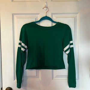 Green striped crop top